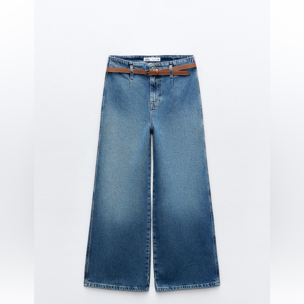 Z1975 Zara belted high rise cropped jeans EUC